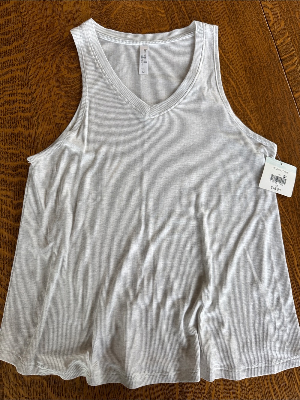 Light Gray Ribbed V-Neck Tank Top - Unbranded